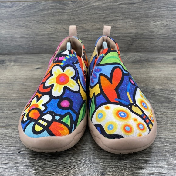 UIN Women Art Travel Slip On Sneakers Multicolor Abstract Floral Size 8.5 - Picture 6 of 10
